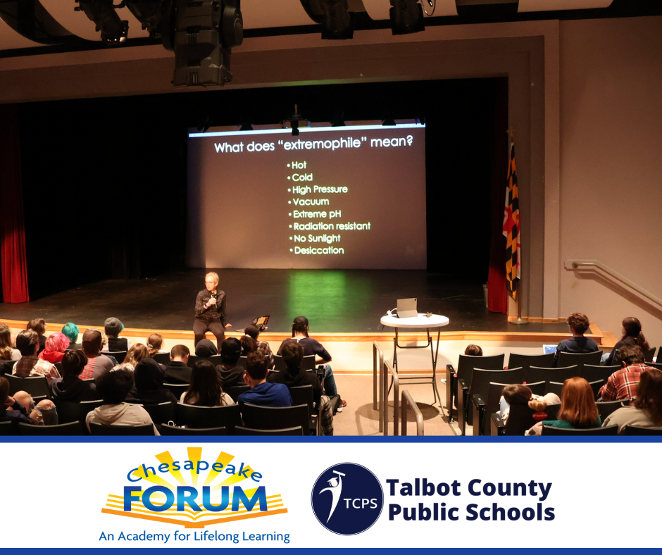 TCPS y Chesapeake Forum se asocian para brindar presentaciones científicas a los estudiantes.